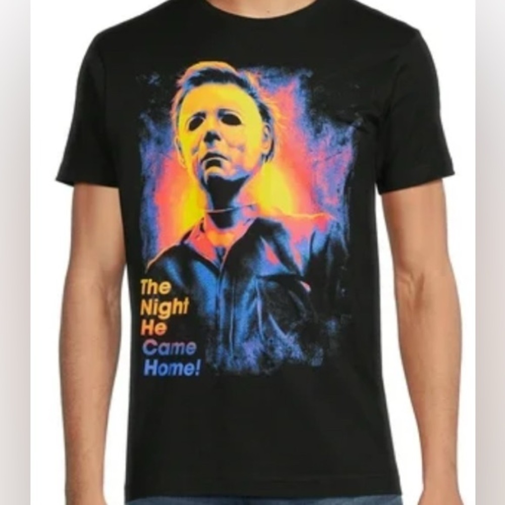 Halloween Michael Myers Adult Mens L Black T Shirt Horror Movie Tee NWT - Picture 1 of 12